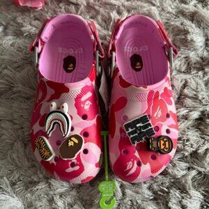 Crocs Classic Clog × A Bathing Ape ABC Camo Pink🔥🔥